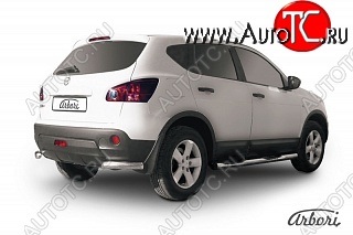 6 659 р. Защита заднего бампера Arbori (уголки, нержавейка, 1 труба d57 mm). Nissan Qashqai 1 дорестайлинг (2007-2010)  с доставкой в г. Санкт‑Петербург