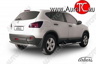 9 809 р. Защита заднего бампера Arbori (нержавейка, 1 труба d57 mm). Nissan Qashqai 1 дорестайлинг (2007-2010)  с доставкой в г. Санкт‑Петербург