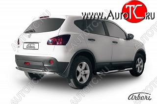 10 709 р. Защита заднего бампера Arbori (нержавейка, 2 трубы d57 и 42 mm). Nissan Qashqai 1 дорестайлинг (2007-2010)  с доставкой в г. Санкт‑Петербург