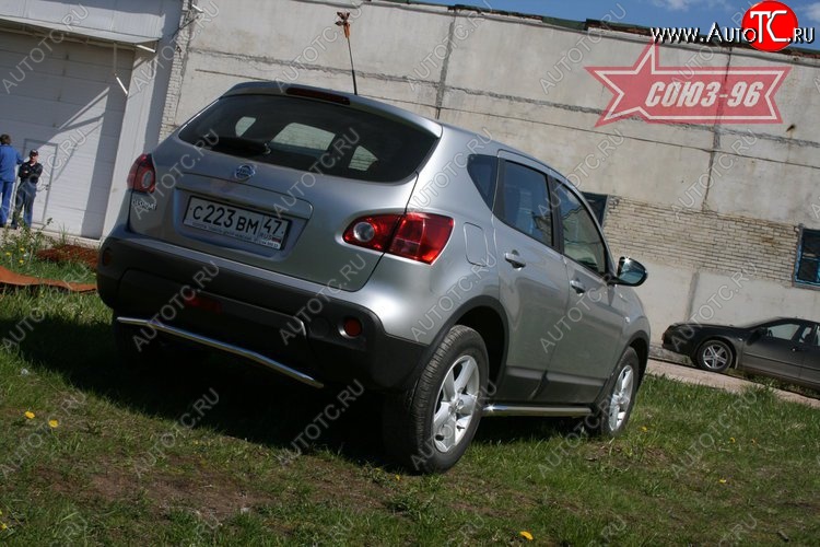 8 009 р. Защита заднего бампера Souz-96 (d42) Nissan Qashqai 1 дорестайлинг (2007-2010)  с доставкой в г. Санкт‑Петербург