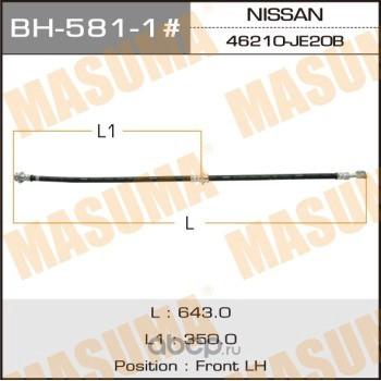 1 359 р. Левый передний тормозной шланг MASUMA  Nissan Qashqai  1 (2007-2013) дорестайлинг, J10 рестайлинг  с доставкой в г. Санкт‑Петербург. Увеличить фотографию 1