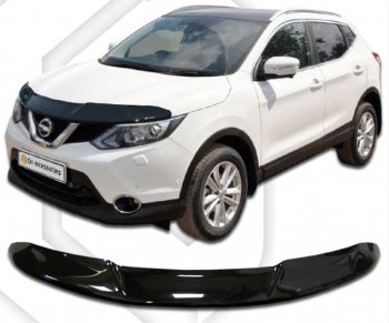 1 989 р. Дефлектор капота CA-Plastic  Nissan Qashqai  2 (2013-2019) (Classic черный, Без надписи)  с доставкой в г. Санкт‑Петербург. Увеличить фотографию 1