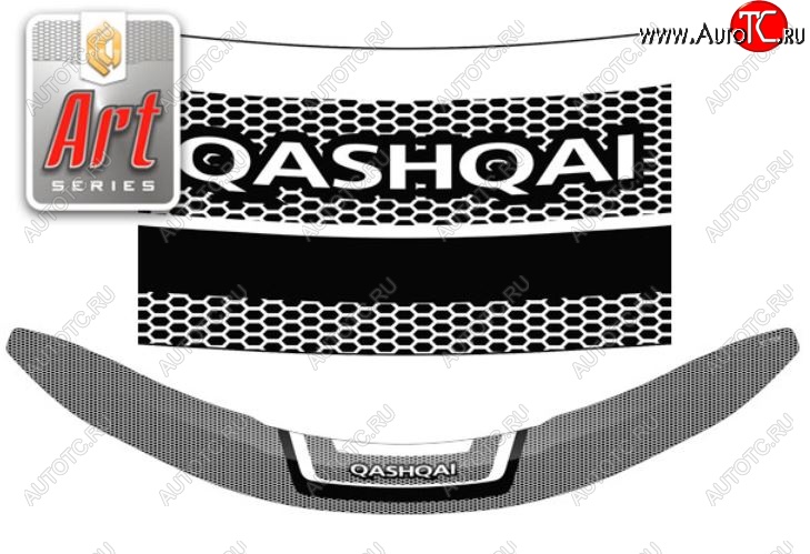 2 199 р. Дефлектор капота CA-Plastiс  Nissan Qashqai  2 (2013-2019) J11 дорестайлинг (Серия Art белая)  с доставкой в г. Санкт‑Петербург