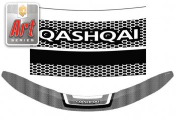 2 199 р. Дефлектор капота CA-Plastiс  Nissan Qashqai  2 (2013-2019) (Серия Art черная)  с доставкой в г. Санкт‑Петербург. Увеличить фотографию 1