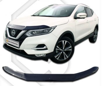 2 499 р. Дефлектор капота CA-Plastiс  Nissan Qashqai  2 (2017-2022) J11 рестайлинг (Classic черный, Без надписи)  с доставкой в г. Санкт‑Петербург. Увеличить фотографию 1