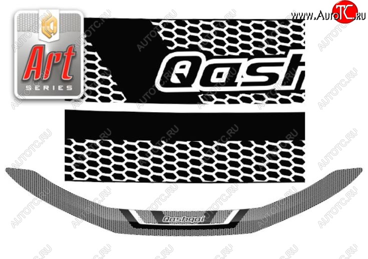 1 989 р. Дефлектор капота CA-Plastiс  Nissan Qashqai  2 (2017-2022) (Серия Art серебро)  с доставкой в г. Санкт‑Петербург