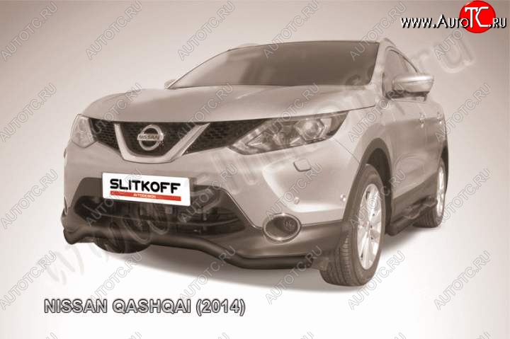 8 349 р. Защита переднего бампер Slitkoff  Nissan Qashqai  2 (2013-2019) (Цвет: серебристый)  с доставкой в г. Санкт‑Петербург