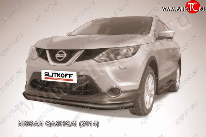 8 349 р. Защита переднего бампер Slitkoff Nissan Qashqai 2 J11 дорестайлинг (2013-2019) (Цвет: серебристый)  с доставкой в г. Санкт‑Петербург