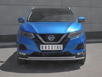 Защита переднего бампера (2 трубы Ø42 мм, нержавейка) Russtal Nissan Qashqai 2 J11 рестайлинг (2017-2022)