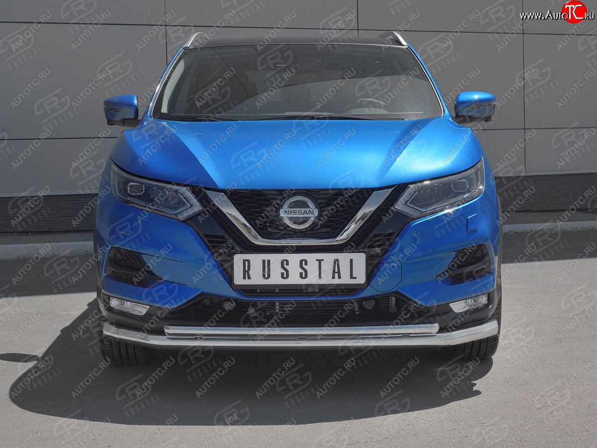 13 999 р. Защита переднего бампера (2 трубы Ø63 и 42 мм, нержавейка) Russtal Nissan Qashqai 2 J11 рестайлинг (2017-2022)  с доставкой в г. Санкт‑Петербург