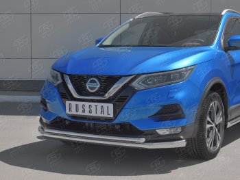 13 999 р. Защита переднего бампера (2 трубы Ø63 и 42 мм, нержавейка) Russtal Nissan Qashqai 2 J11 рестайлинг (2017-2022)  с доставкой в г. Санкт‑Петербург. Увеличить фотографию 2