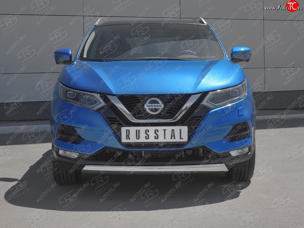 14 999 р. Защита переднего бампера (Ø75x42 мм, нержавейка) Russtal Nissan Qashqai 2 J11 рестайлинг (2017-2022)  с доставкой в г. Санкт‑Петербург