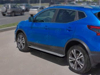 19 749 р. Порожки для ног Russtal (Ø42 мм) Nissan Qashqai 2 J11 рестайлинг (2017-2022) (Лист алюминиевый, труба - сталь окрашенная в черный цвет)  с доставкой в г. Санкт‑Петербург. Увеличить фотографию 1