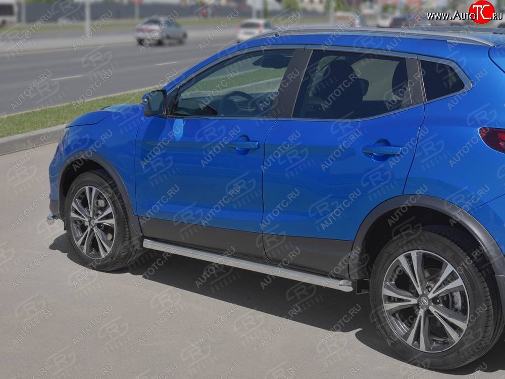 21 699 р. Защита порогов (Ø63 мм, нержавейка) SLITKOFF  Nissan Qashqai  2 (2017-2022) J11 рестайлинг (Металлические торцы под 45°)  с доставкой в г. Санкт‑Петербург