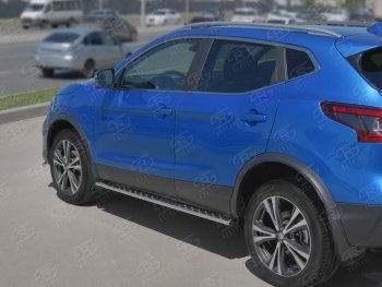 21 749 р. Защита порогов (Ø75x42 мм с проступью, нержавейка) Russtal Nissan Qashqai 2 J11 рестайлинг (2017-2022)  с доставкой в г. Санкт‑Петербург. Увеличить фотографию 1