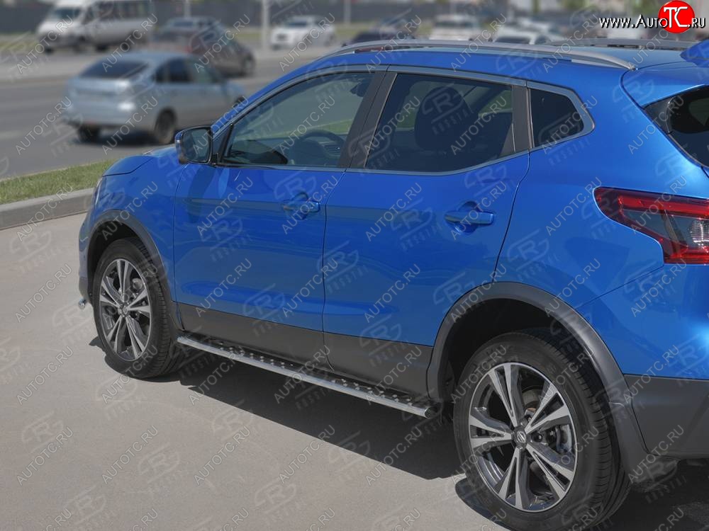 21 749 р. Защита порогов (Ø75x42 мм с проступью, нержавейка) Russtal Nissan Qashqai 2 J11 рестайлинг (2017-2022)  с доставкой в г. Санкт‑Петербург