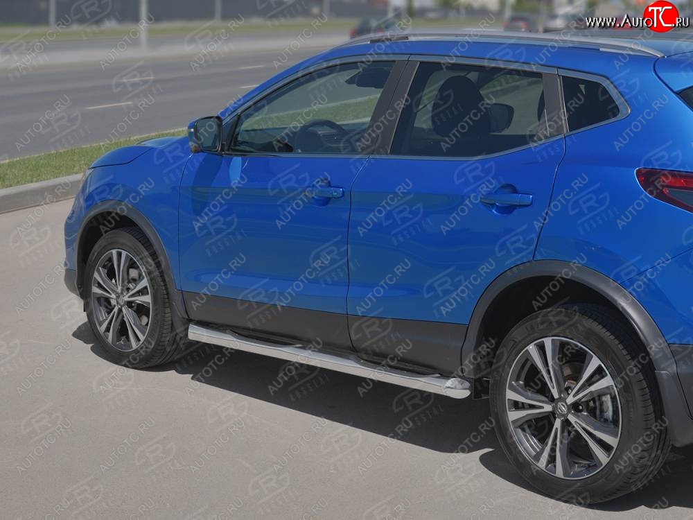 26 999 р. Защита порогов (Ø76 мм с проступью, нержавейка) SLITKOFF  Nissan Qashqai  2 (2017-2022) J11 рестайлинг (Металлические торцы под 45°)  с доставкой в г. Санкт‑Петербург