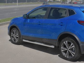 Защита порогов (Ø76 мм с проступью, нержавейка) Russtal Nissan Qashqai 2 J11 рестайлинг (2017-2022)