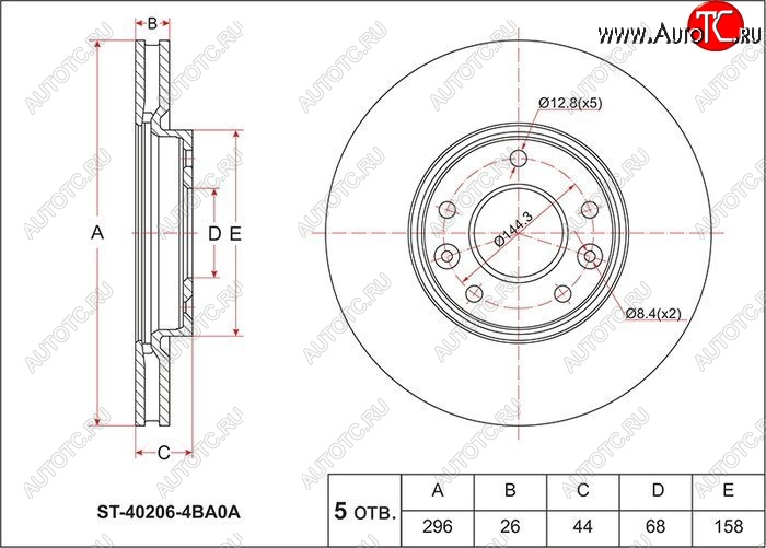 2 589 р. Диск тормозной SAT (передний, d 296) Nissan Qashqai 2 J11 рестайлинг (2017-2022)  с доставкой в г. Санкт‑Петербург