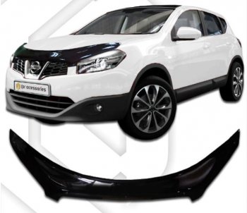 2 199 р. Дефлектор капота CA-Plastiс exclusive Nissan Qashqai +2 1 J10 дорестайлинг (2008-2010) (Classic черный, Без надписи)  с доставкой в г. Санкт‑Петербург. Увеличить фотографию 1