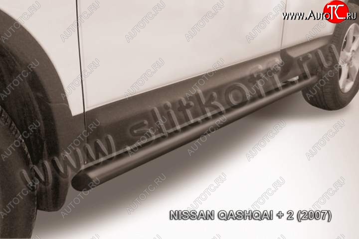 8 549 р. Защита порогов Slitkoff Nissan Qashqai +2 1 J10 дорестайлинг (2008-2010) (Цвет: серебристый)  с доставкой в г. Санкт‑Петербург