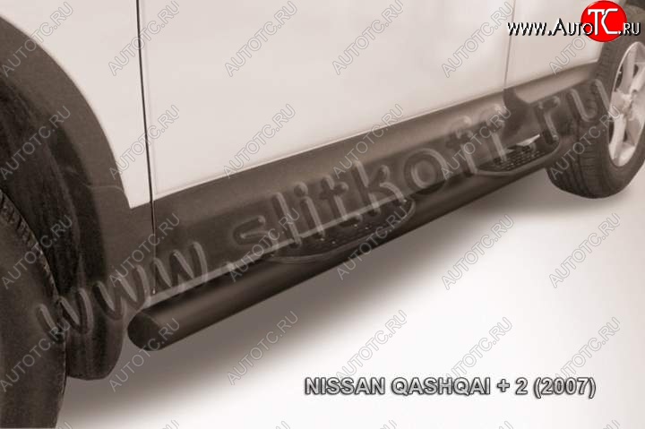 10 749 р. Защита порогов Slitkoff Nissan Qashqai +2 1 J10 дорестайлинг (2008-2010) (Цвет: серебристый)  с доставкой в г. Санкт‑Петербург