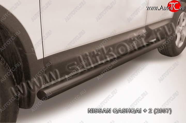 9 199 р. Защита порогов Slitkoff  Nissan Qashqai +2  1 (2008-2010) J10 дорестайлинг (Цвет: серебристый)  с доставкой в г. Санкт‑Петербург