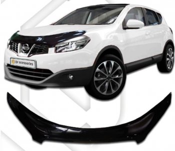 2 199 р. Дефлектор капота CA-Plastic  Nissan Qashqai  1 (2010-2013) (Classic черный, Без надписи)  с доставкой в г. Санкт‑Петербург. Увеличить фотографию 1