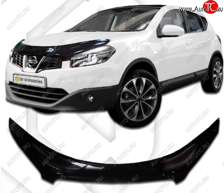 2 199 р. Дефлектор капота CA-Plastic  Nissan Qashqai  1 (2010-2013) (Classic черный, Без надписи)  с доставкой в г. Санкт‑Петербург