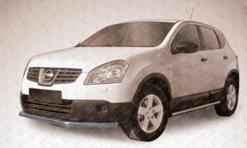 7 799 р. Защита переднего бампера Slitkoff (Ø 57 мм, длинная).  Nissan Qashqai  1 (2010-2013) (Сталь с полимерным покрытием. Цвет: серебристый)  с доставкой в г. Санкт‑Петербург. Увеличить фотографию 1