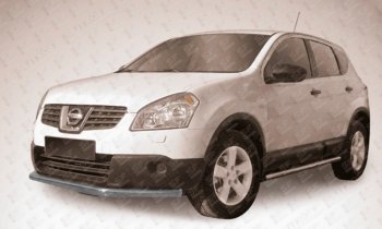 8 999 р. Защита переднего бампера Slitkoff (Ø 57 мм, длинная).  Nissan Qashqai  1 (2010-2013) J10 рестайлинг (Сталь с полимерным покрытием. Цвет: серебристый)  с доставкой в г. Санкт‑Петербург. Увеличить фотографию 1