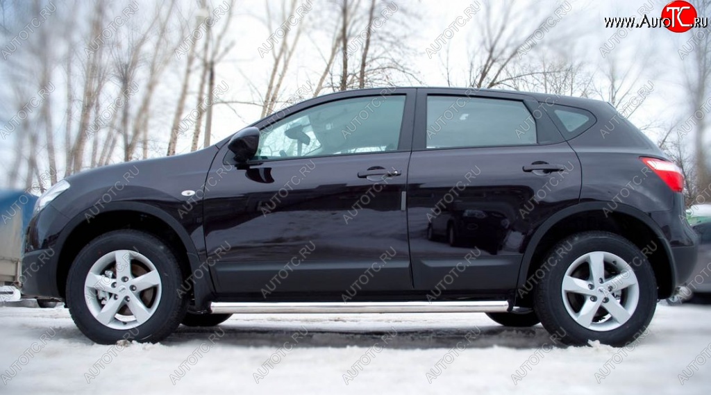 13 849 р. Защита порогов из круглой трубы диаметром 63 мм Russtal v2 Nissan Qashqai 1 J10 рестайлинг (2010-2013)  с доставкой в г. Санкт‑Петербург