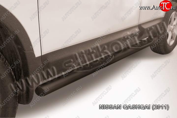 11 799 р. Защита порогов Slitkoff  Nissan Qashqai  1 (2010-2013) J10 рестайлинг (Цвет: серебристый)  с доставкой в г. Санкт‑Петербург