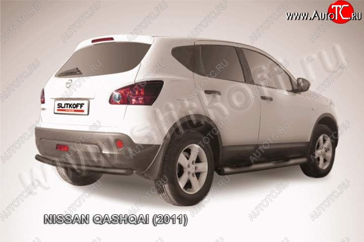 6 599 р. Защита задняя Slitkoff  Nissan Qashqai  1 (2010-2013) J10 рестайлинг (Цвет: серебристый)  с доставкой в г. Санкт‑Петербург