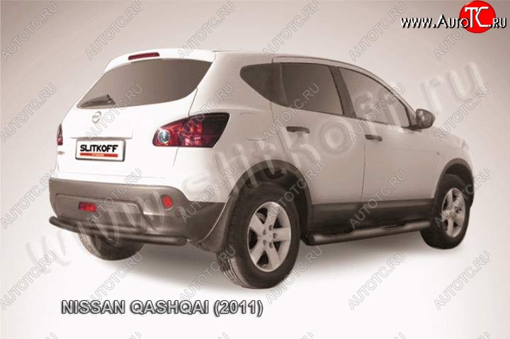 7 749 р. Защита задняя Slitkoff  Nissan Qashqai  1 (2010-2013) J10 рестайлинг (Цвет: серебристый)  с доставкой в г. Санкт‑Петербург