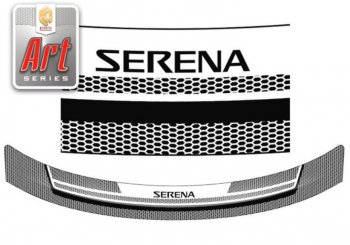 2 059 р. Дефлектор капота CA-Plastiс  Nissan Serena  3 (2005-2010) (Серия Art белая)  с доставкой в г. Санкт‑Петербург. Увеличить фотографию 1