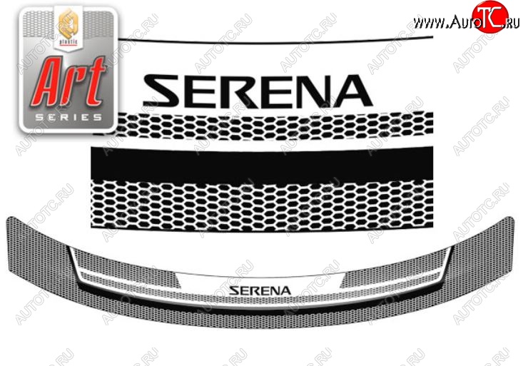 2 059 р. Дефлектор капота CA-Plastiс  Nissan Serena  3 (2005-2010) (Серия Art белая)  с доставкой в г. Санкт‑Петербург