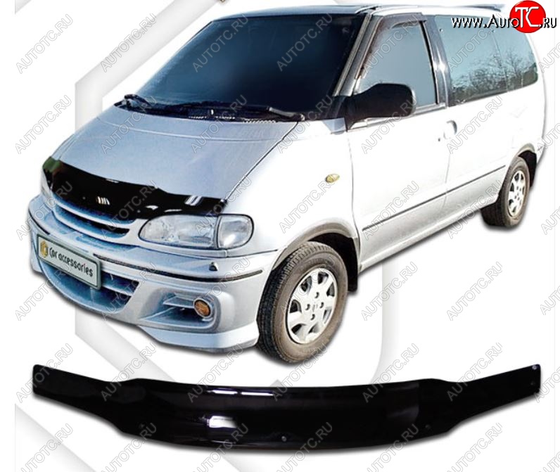 1 799 р. Дефлектор капота CA-Plastic Nissan Serena 1 (1991-2001) (Classic черный, Без надписи)  с доставкой в г. Санкт‑Петербург