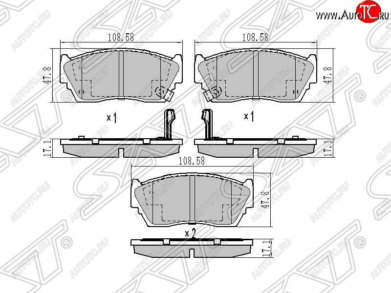 959 р. Колодки тормозные SAT (передние)  Nissan Sunny  N14 (1990-1998)  с доставкой в г. Санкт‑Петербург