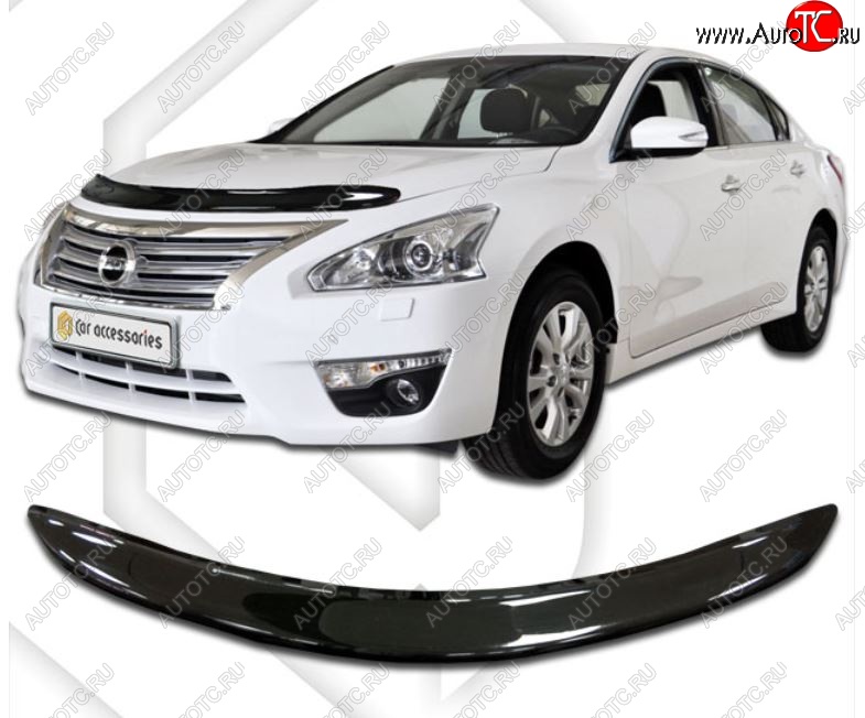 1 749 р. Дефлектор капота CA-Plastic  Nissan Teana  3 L33 (2014-2020) (Classic черный, Без надписи)  с доставкой в г. Санкт‑Петербург