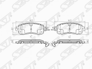 1 369 р. Колодки тормозные (передние) SAT  Nissan Teana  3 L33 (2014-2020) дорестайлинг  с доставкой в г. Санкт‑Петербург. Увеличить фотографию 1