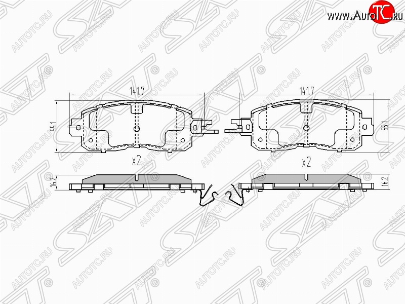 1 369 р. Колодки тормозные (передние) SAT  Nissan Teana  3 L33 (2014-2020) дорестайлинг  с доставкой в г. Санкт‑Петербург