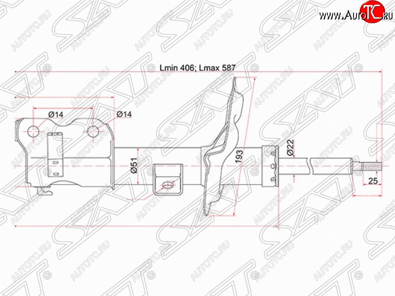 3 599 р. Правый амортизатор передний SAT  Nissan Teana  1 J31 (2003-2005) дорестайлинг  с доставкой в г. Санкт‑Петербург