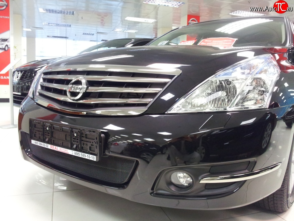 1 469 р. Сетка на бампер Russtal (черная) Nissan Teana 2 J32 дорестайлинг (2008-2011)  с доставкой в г. Санкт‑Петербург