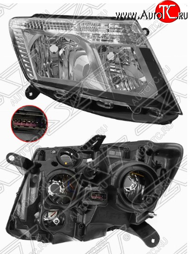 6 549 р. Правая передняя фара SAT (светлый хром) Nissan Terrano D10 рестайлинг (2016-2022)  с доставкой в г. Санкт‑Петербург