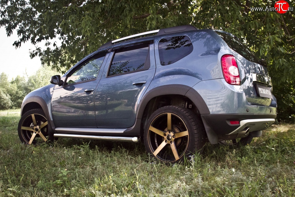 6 249 р. Накладки колесных арок RA (короткие, комплект)  Renault Duster  HS (2010-2015) дорестайлинг (Поверхность шагрень)  с доставкой в г. Санкт‑Петербург