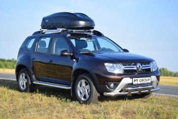 27 999 р. Порожки для ног из трубы Ø51 с алюминиевой площадкой Petroil Tuning Эстонец Renault Duster HS дорестайлинг (2010-2015) (Нержавеющая полированная сталь)  с доставкой в г. Санкт‑Петербург. Увеличить фотографию 3