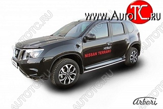 12 239 р. Защита штатных порогов Arbori (нержавейка, d42 mm). Nissan Terrano D10 дорестайлинг (2013-2016)  с доставкой в г. Санкт‑Петербург