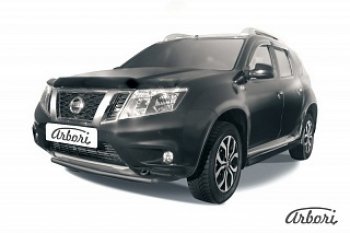 7 019 р. Защита переднего бампера Arbori (черная, 1 труба d42 mm). Nissan Terrano D10 дорестайлинг (2013-2016)  с доставкой в г. Санкт‑Петербург. Увеличить фотографию 1