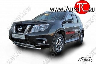 8 729 р. Защита переднего бампера Arbori (нержавейка, 1 труба d42 mm). Nissan Terrano D10 рестайлинг (2016-2022)  с доставкой в г. Санкт‑Петербург